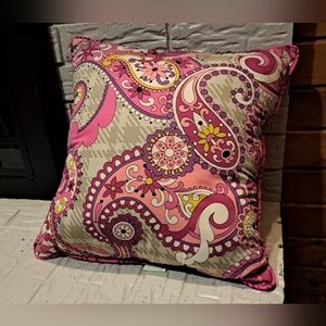 Vera Bradley Throw Pillow "Paisley Meets Plaid" 18" X 18"
